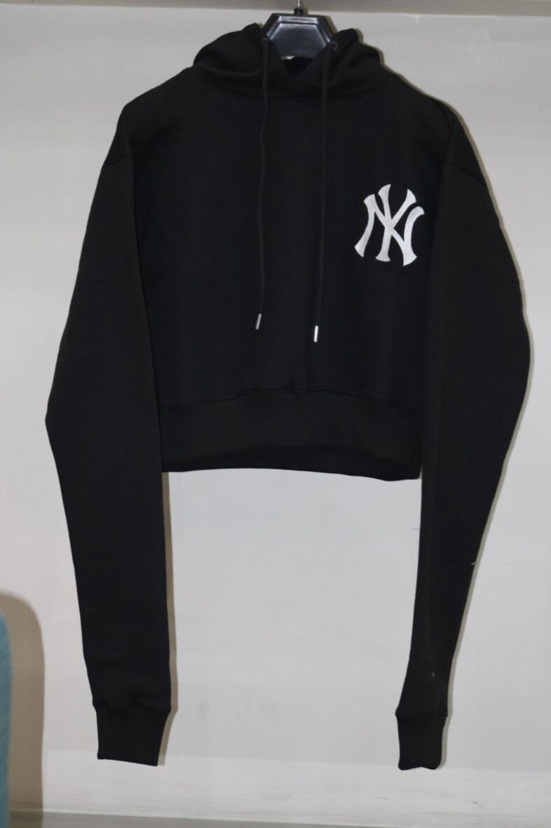 Ladies Cropped Fleece Hoodie Black